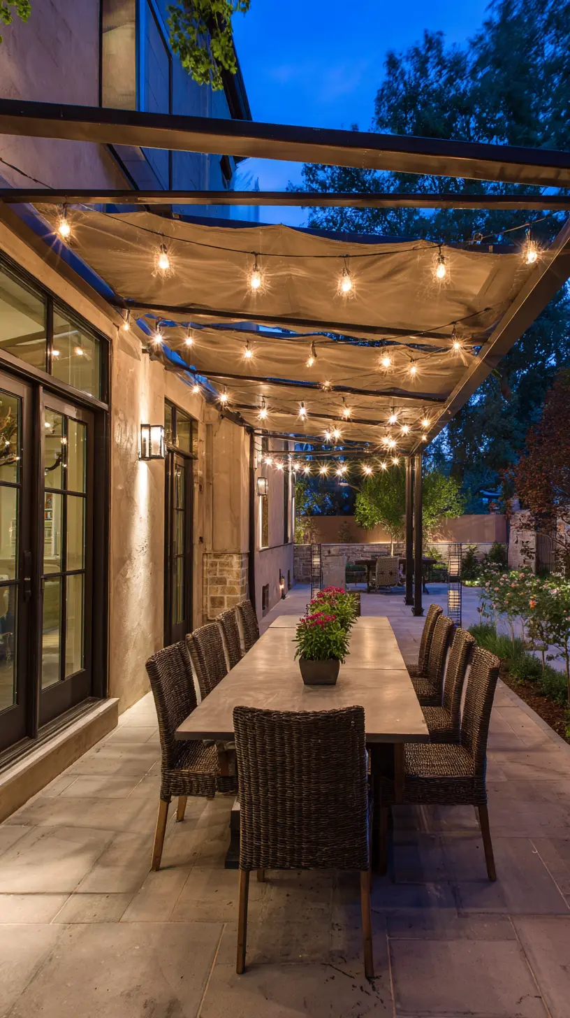 Create an Illuminated Canopy for Seating Areas With String Lights