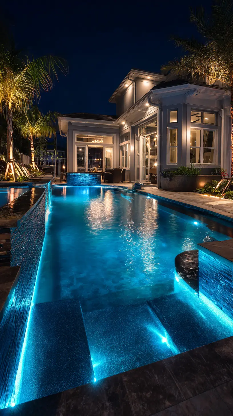 Line Pool Edges With Rope Lights