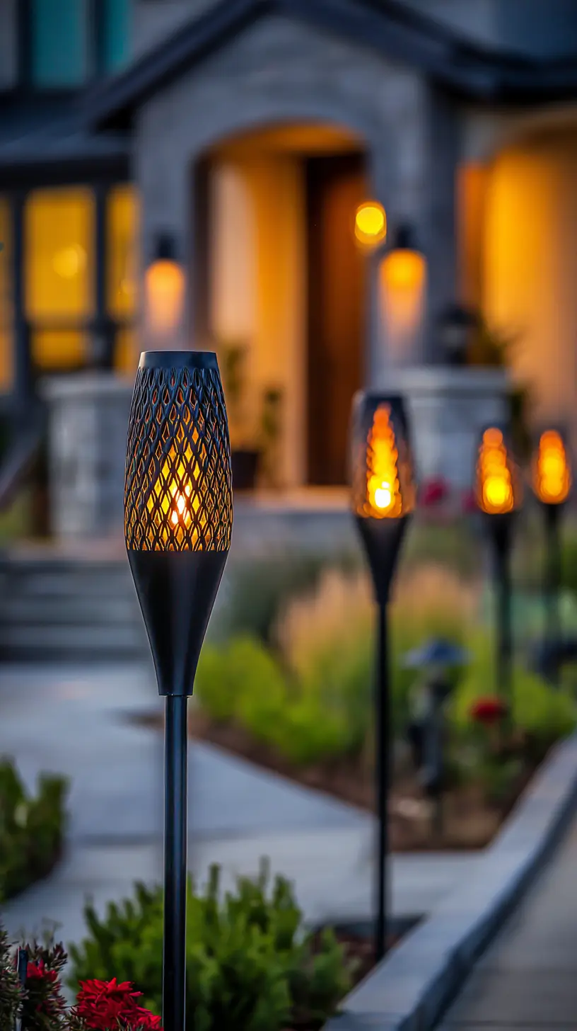 Place Solar Tiki Torches Along Pathway Boundaries for a Tropical Backyard Look