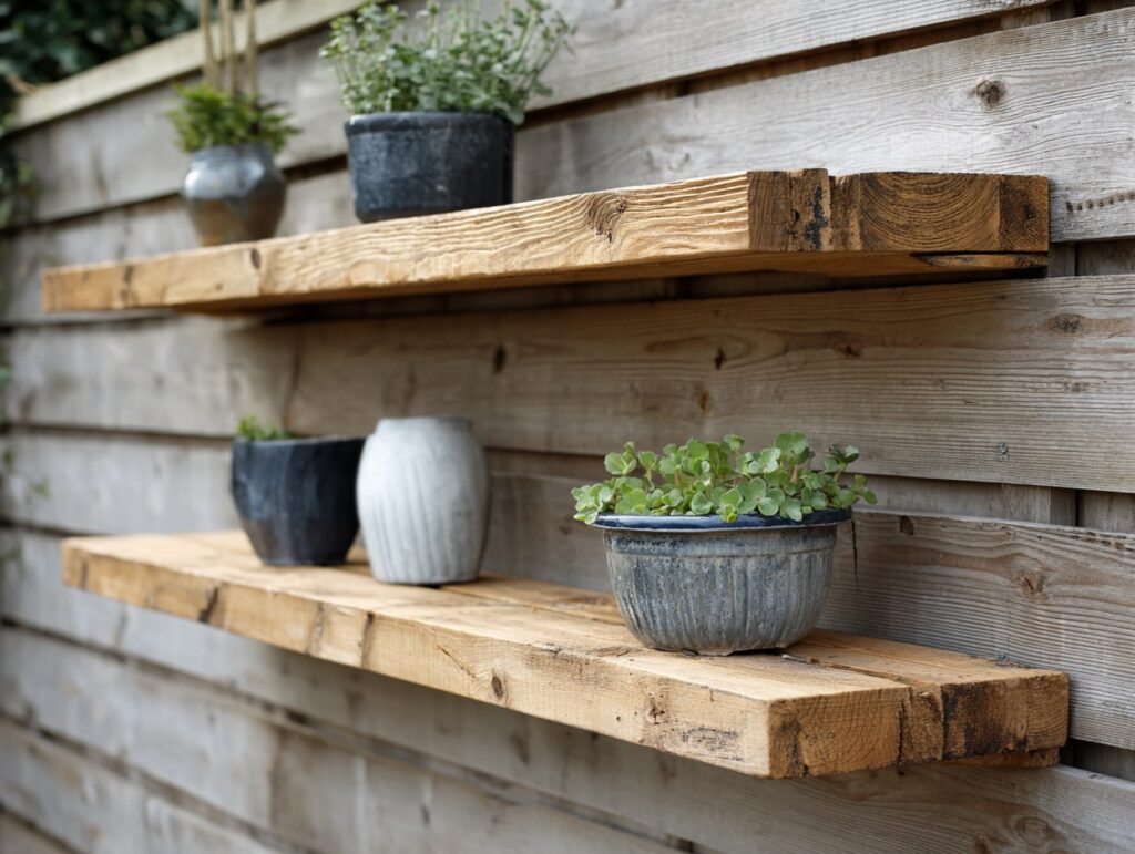 Rustic Wooden Floating Shelves

