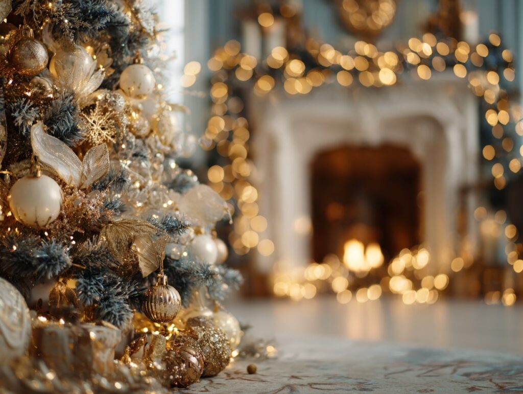 Glamorous Gold and White Christmas Tree