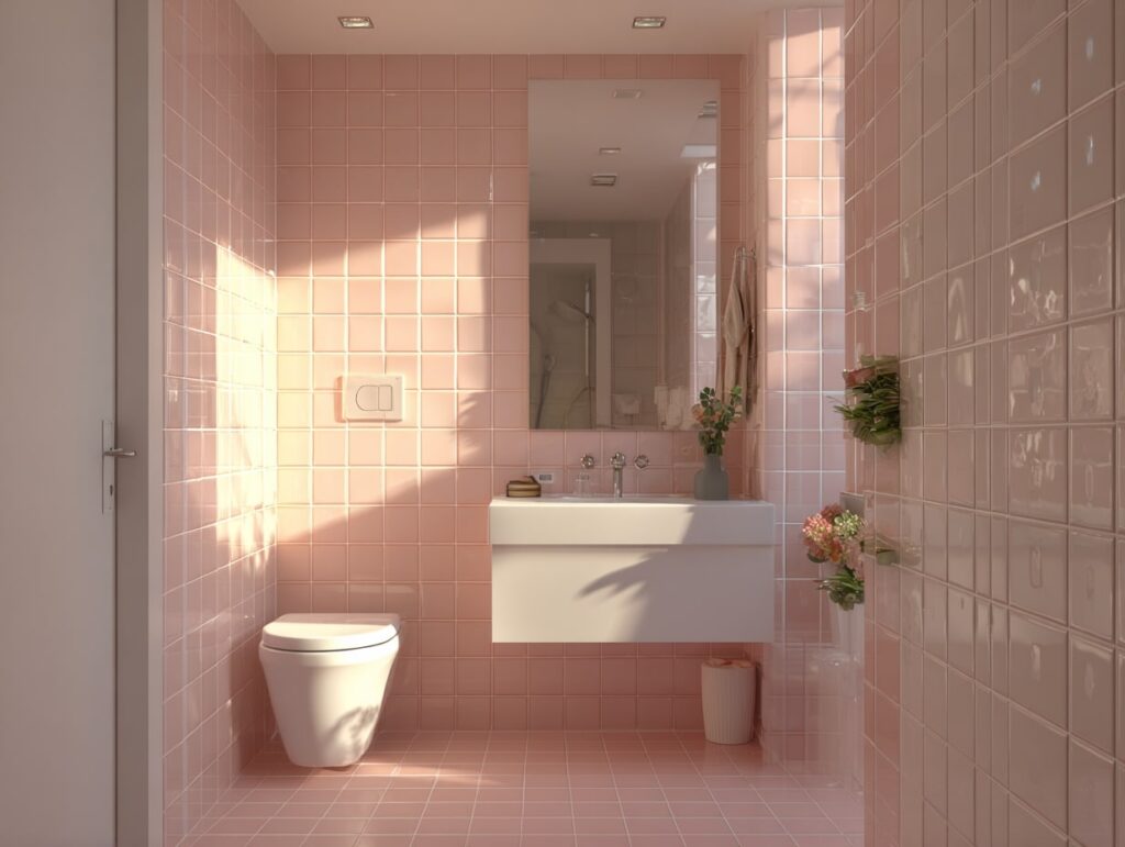 Blush Pink Tile Bathroom Refresh