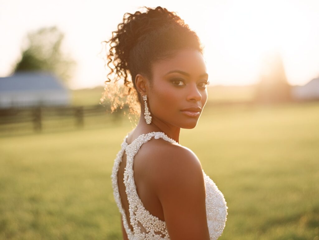 Bride in Pearls at Golden Hour

