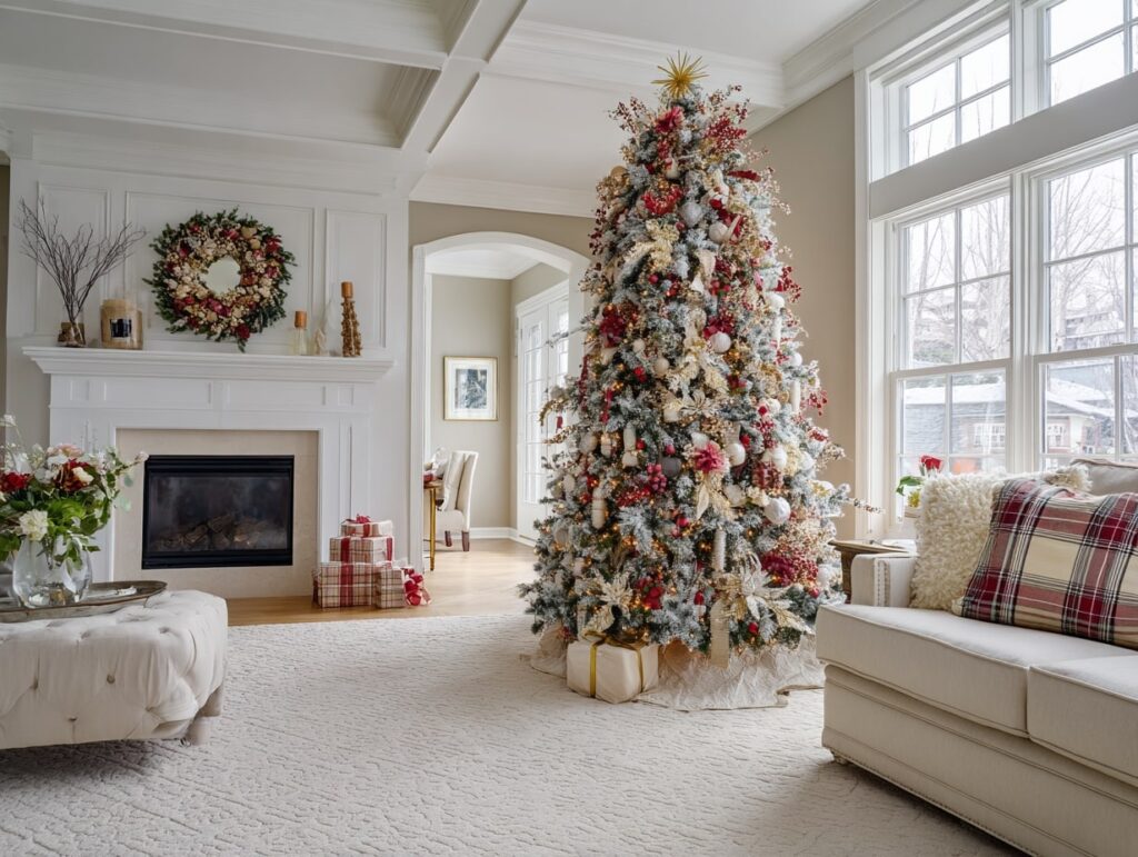 Classic Christmas Tree with Cozy Plaid Accents