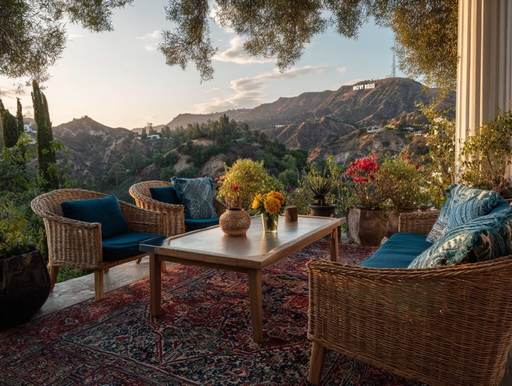 Boho Balcony with Mountain and City Views
