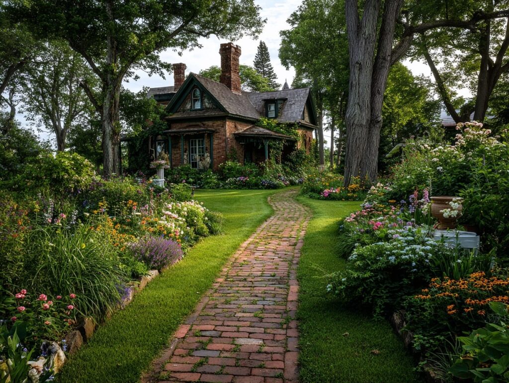 4. Brick Pathway to a Timeless Cottage Escape
