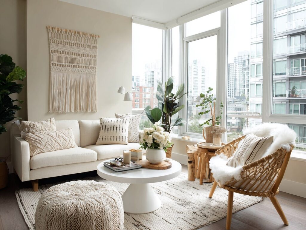 Light and Airy Boho Living Room with Macramé Touches