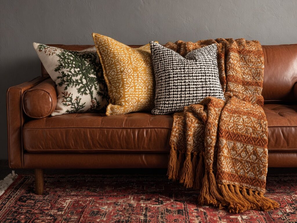 Cozy Couch Corner with Fall Textures