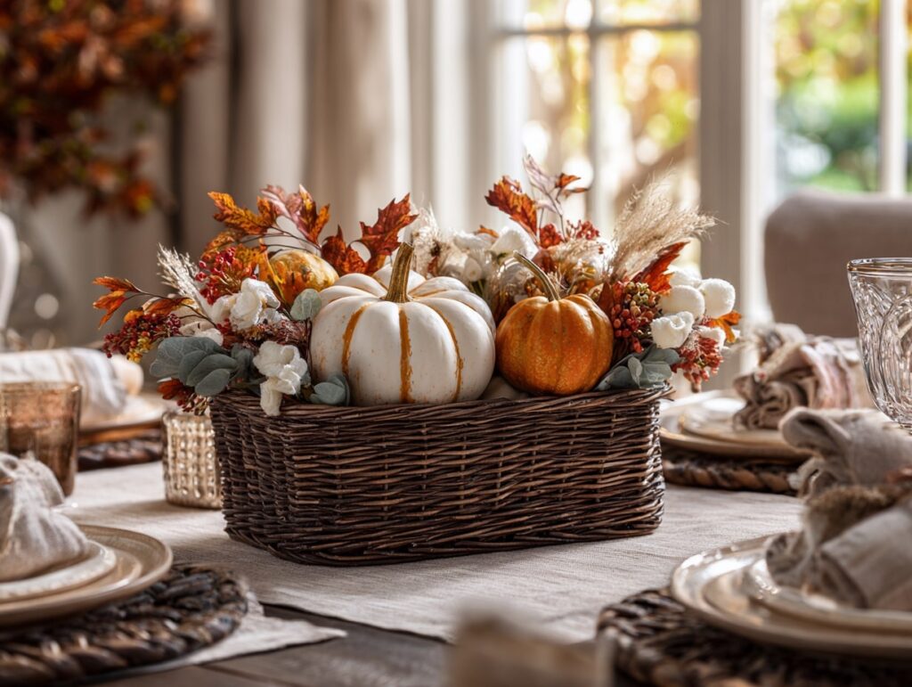 Wicker Basket Thanksgiving Centerpiece