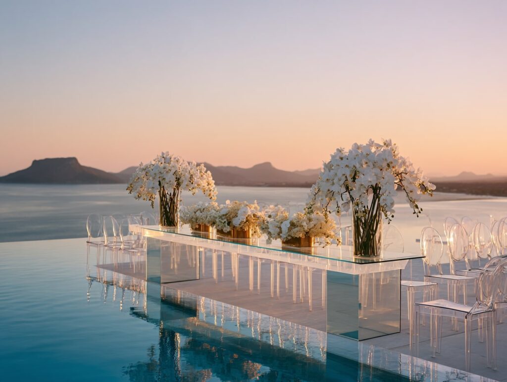 Infinity Pool Ceremony with Orchid Reflections