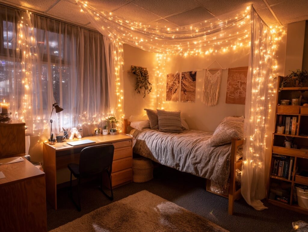 Cozy Canopy with Fairy Lights