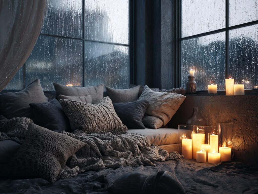 Rainy Window Nook + Candle Warmth