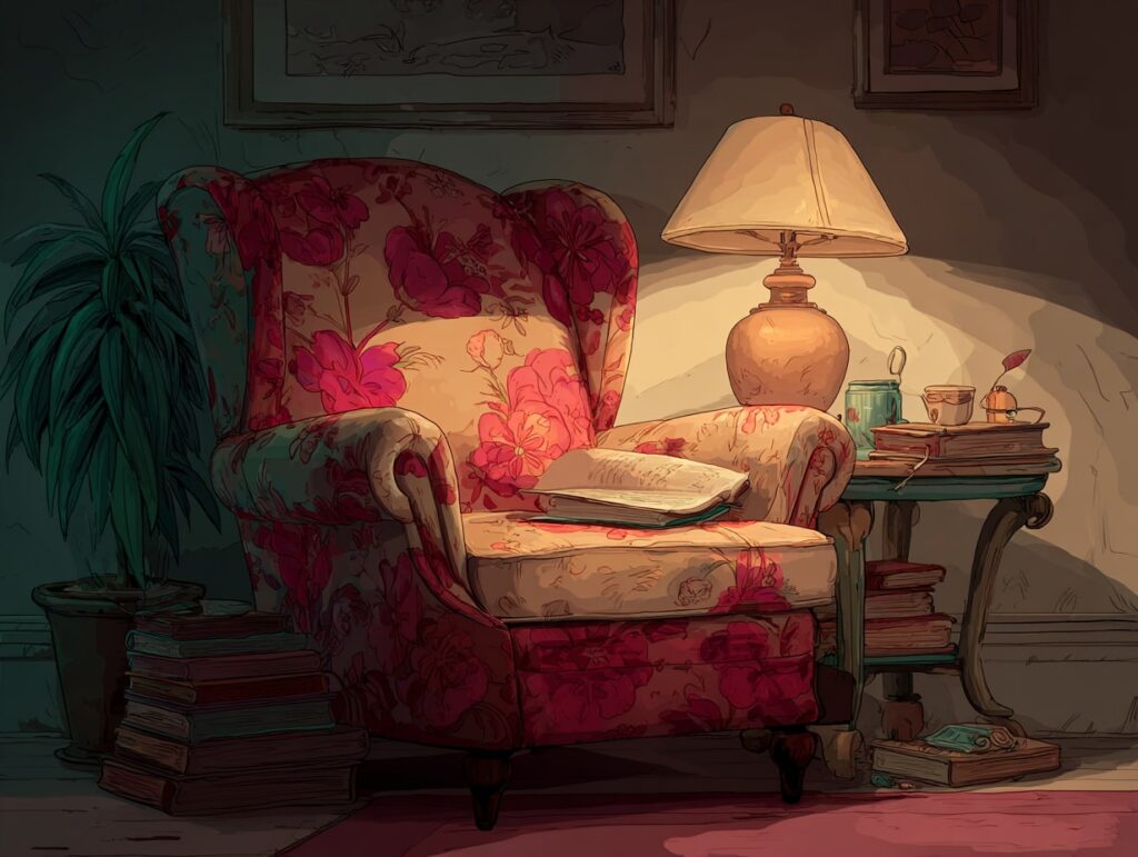 Boho Reading Nook with Vintage Floral Charm