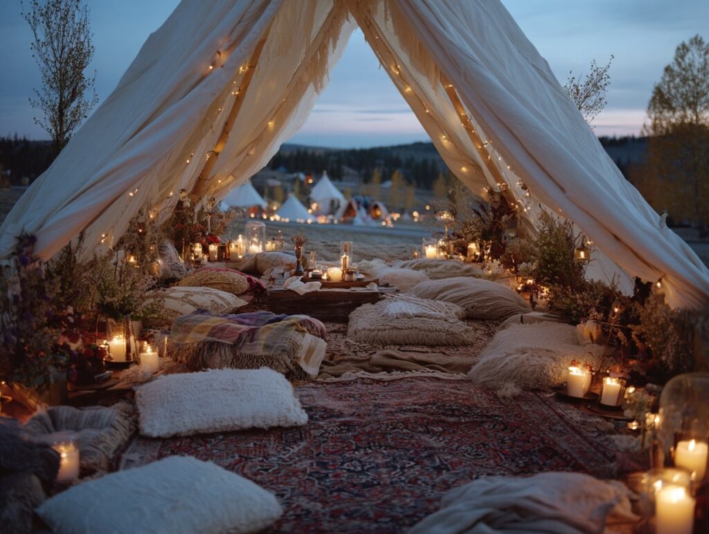 Boho Tent Lounge for a Winter Wedding Chill-Out Spot