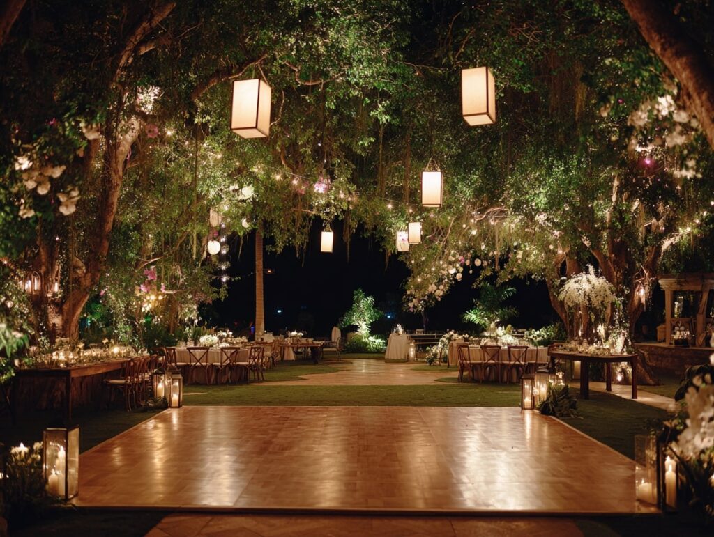 Enchanted Garden Dance Floor with Lantern Lighting