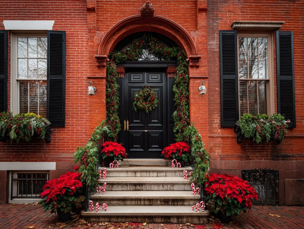 Classic Brick Porch Dressed for Christmas Cheer