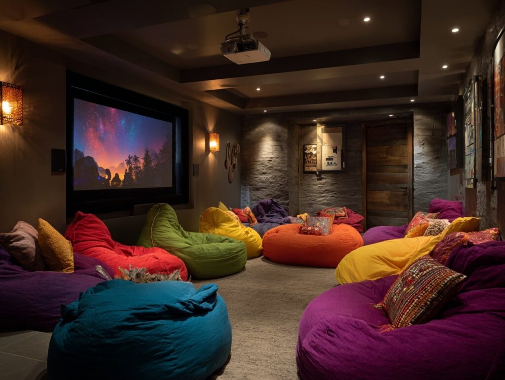 16. Vibrant Indoor Garden Theater Room