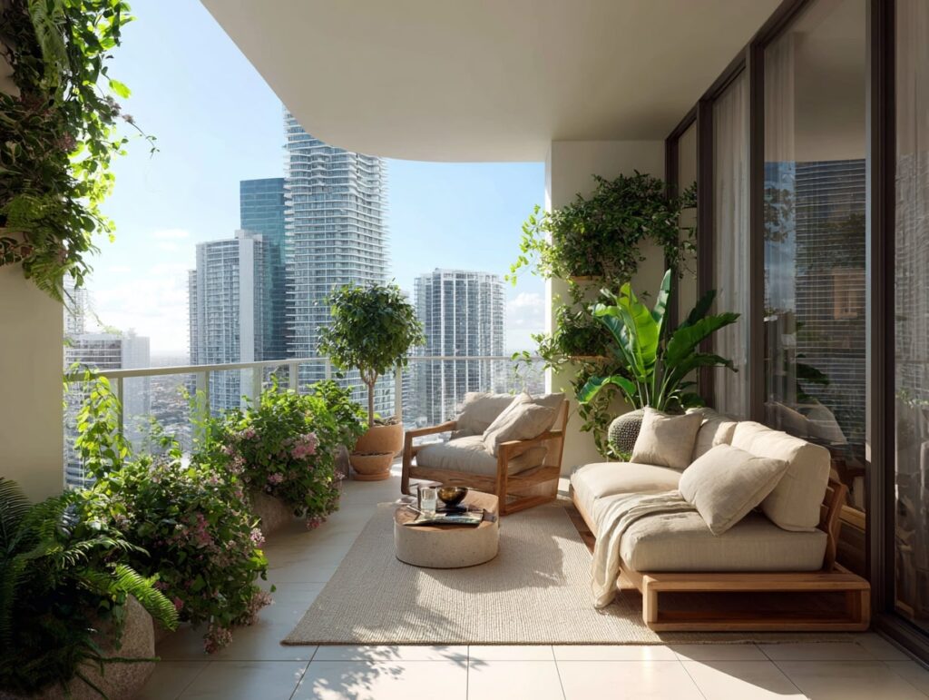 Tropical Balcony with Soft Neutrals