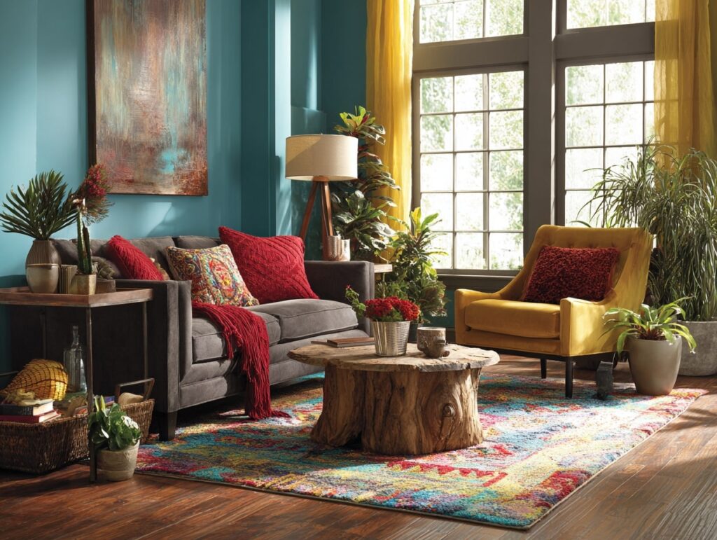 Colorful Boho Living Room with Eclectic Flair