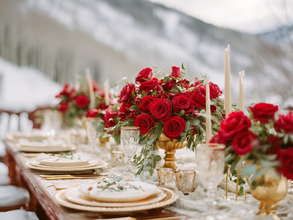 Romantic Red Rose Winter Tablescape