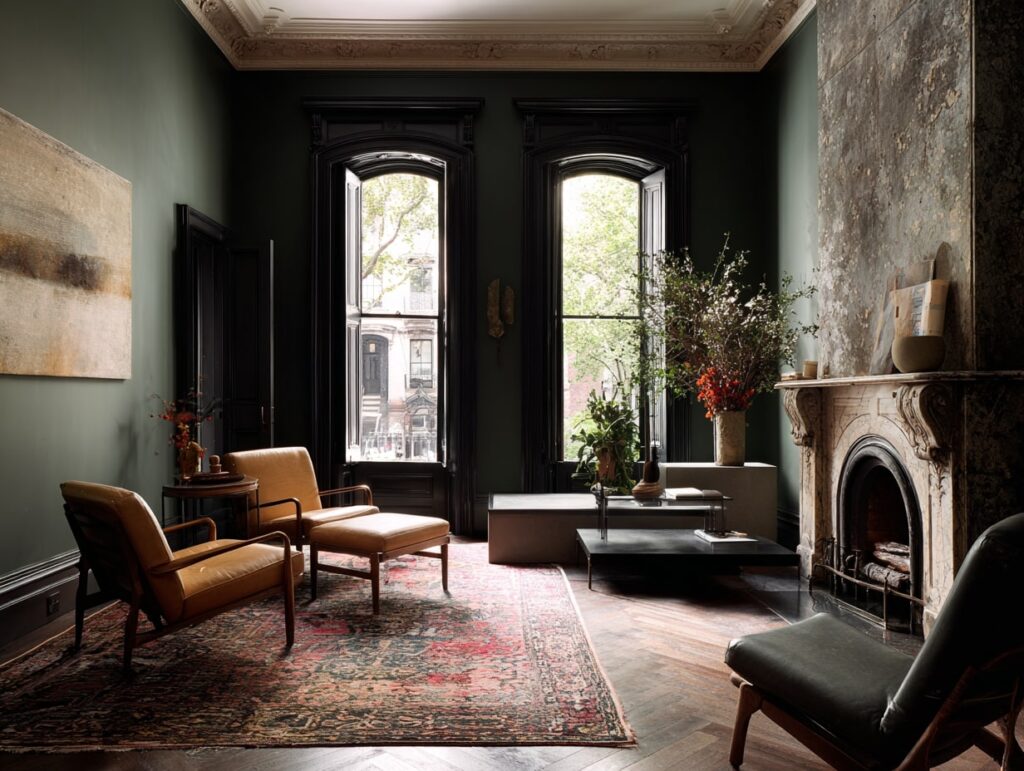 Moody Walls and Vintage Accents
