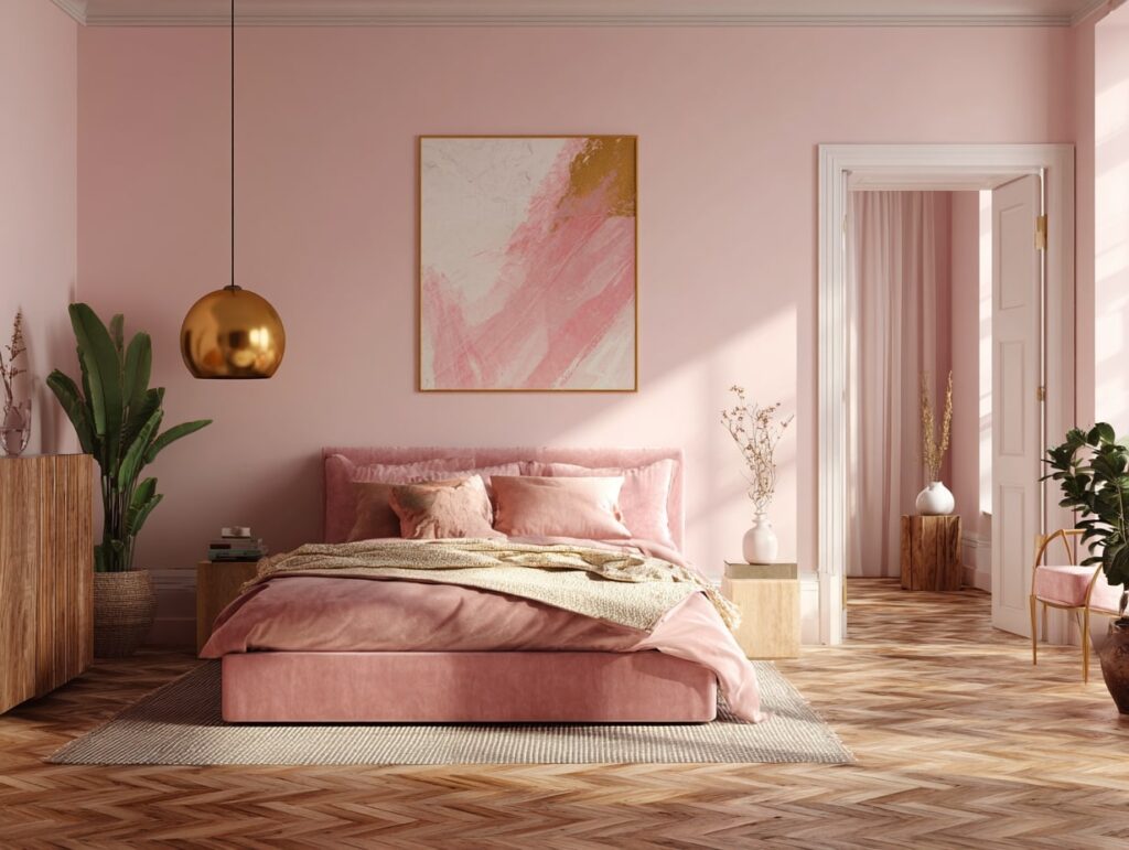 Modern Pink Oasis with Gold Touches