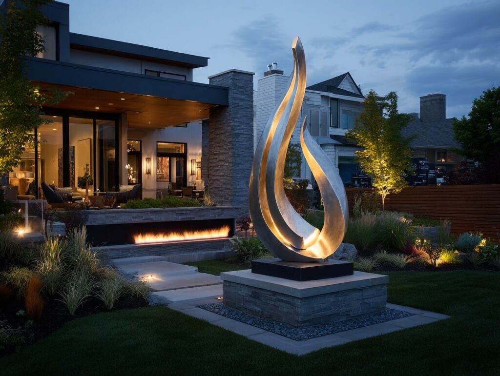 Striking Modern Sculpture as a Garden Focal Point

