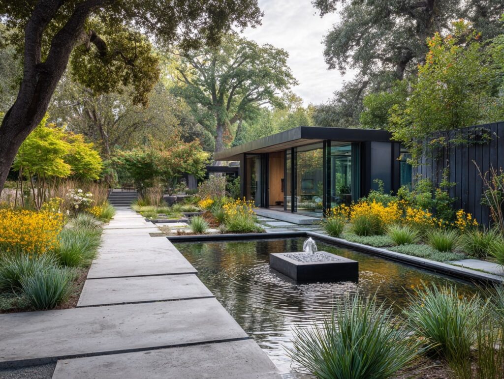 6. Zen Garden with Modern Water Feature