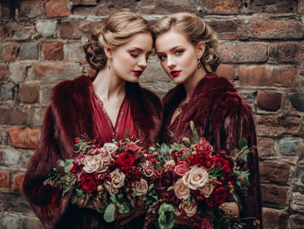 Velvet Bridesmaid Looks with Winter Florals