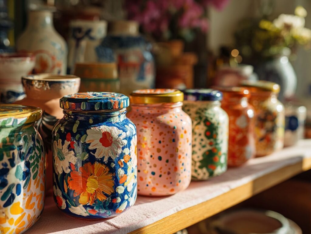 Hand-Painted Decorative Storage Jars

