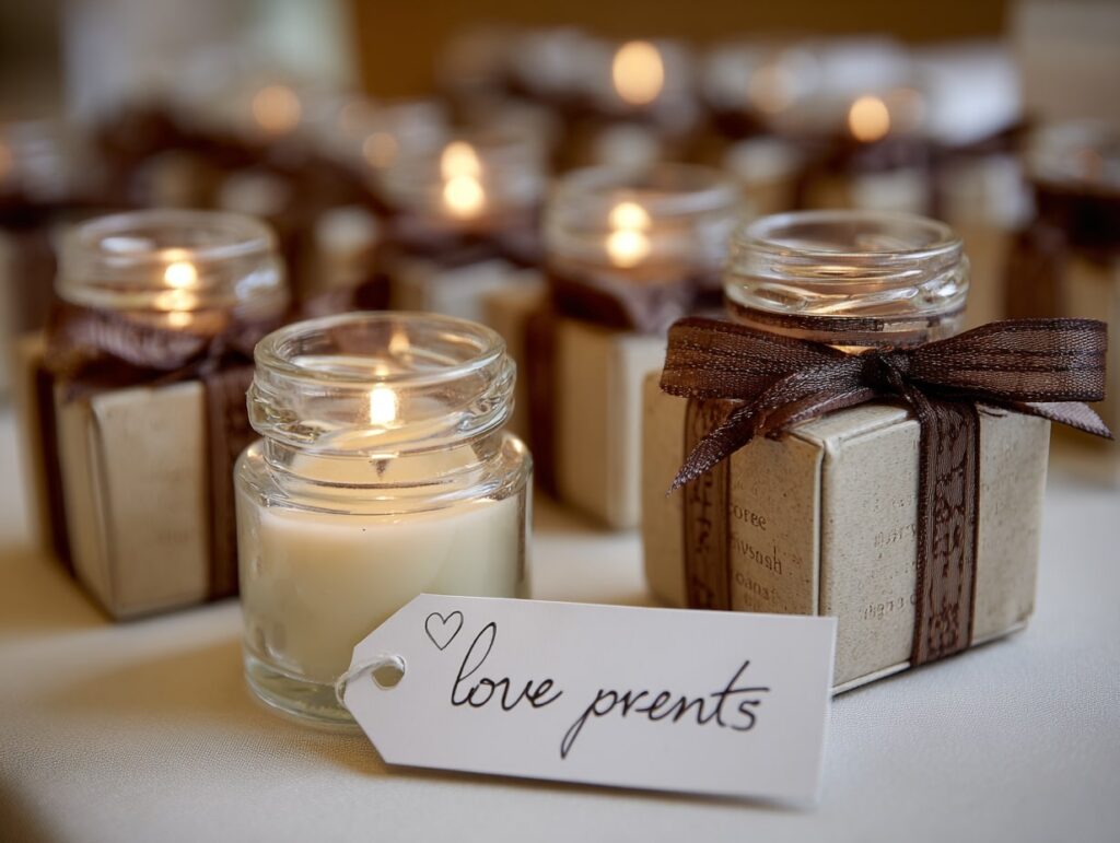 Candle Jar Wedding Favors for a Cozy Winter Touch

