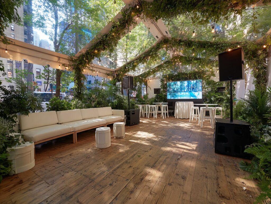 11. Covered Garden Lounge with Greenery