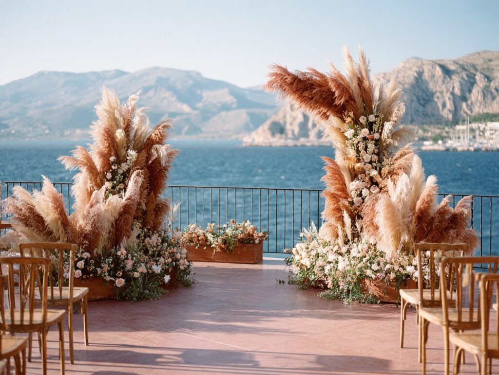 8. Coastal Pampas Grass Wedding Stage