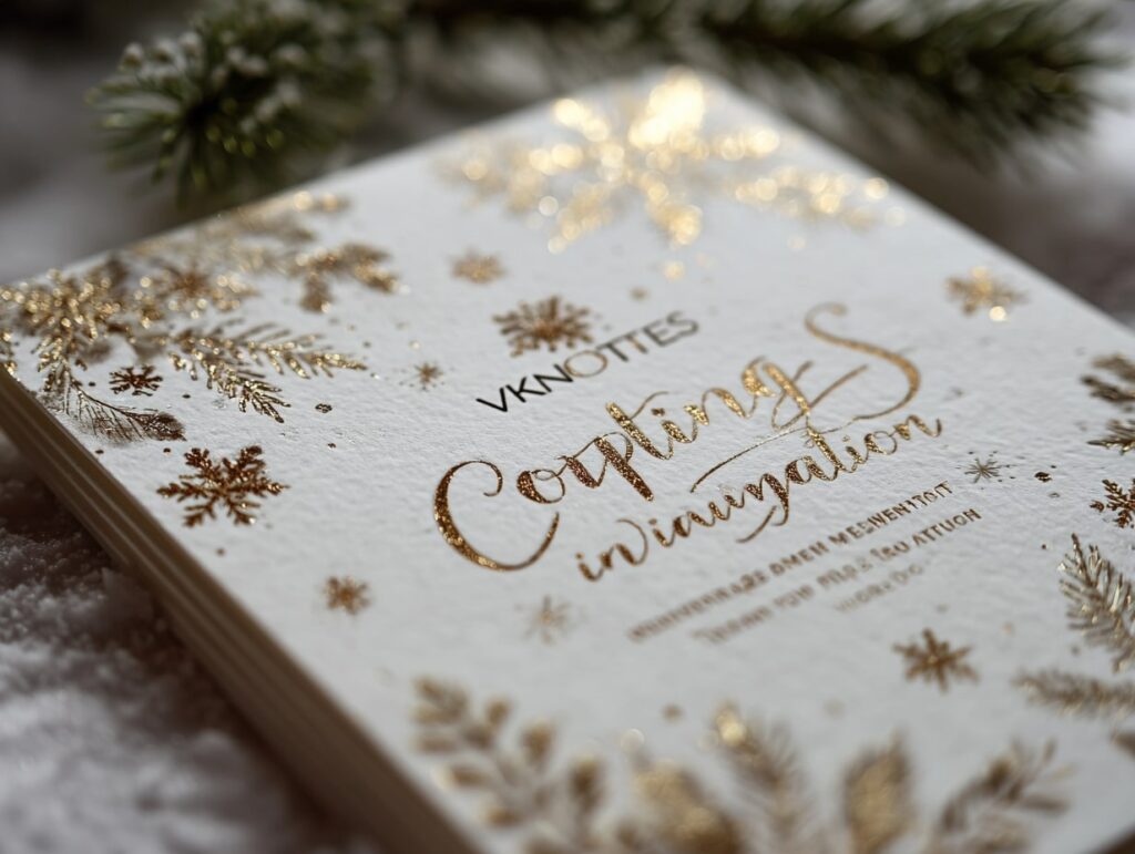 Gold Foil Winter Wedding Invitations


