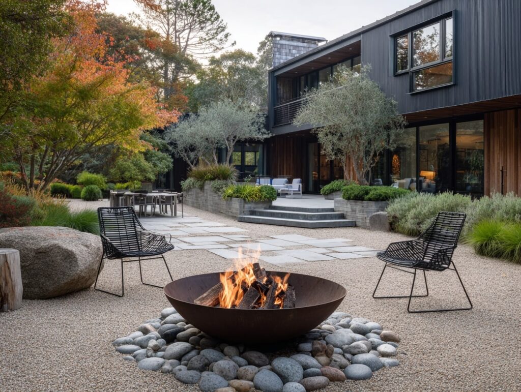7. Modern Fire Pit for Cool Summer Nights