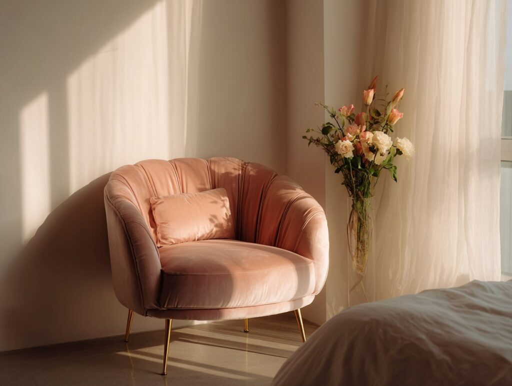 Chic Pink Velvet Accent Chair