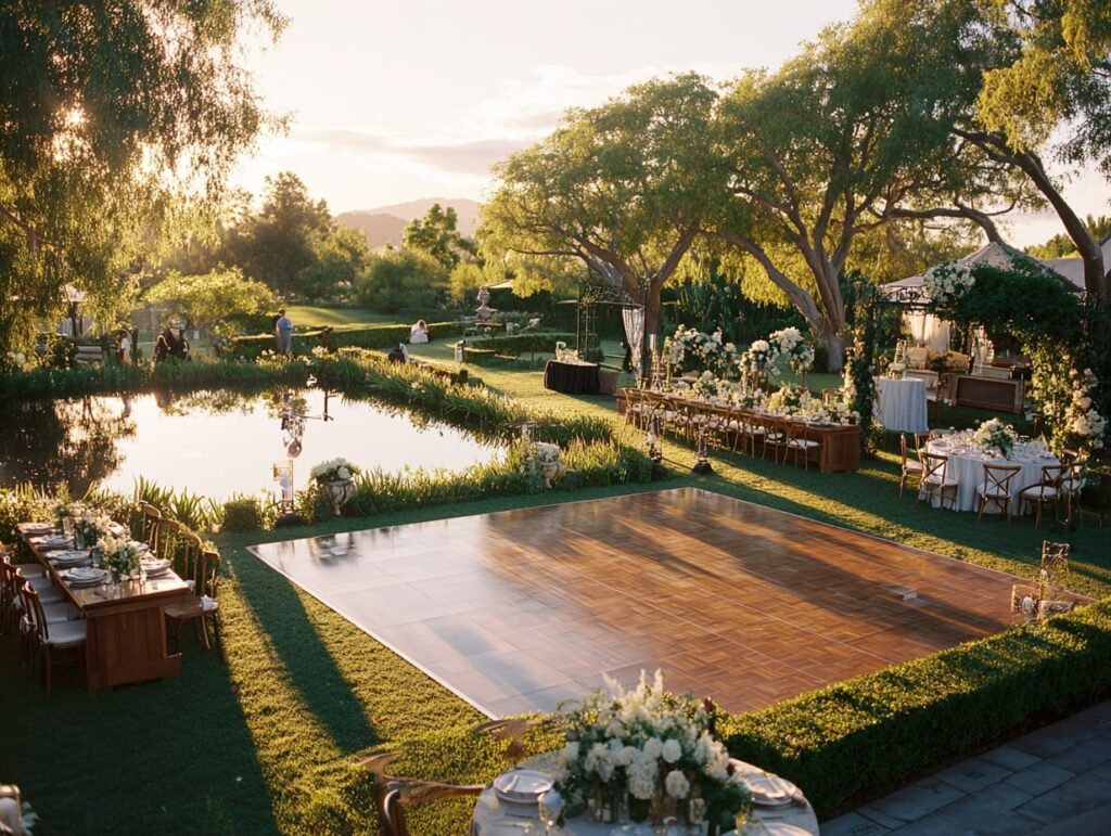 Elegant Floating Dance Floor by the Pond

