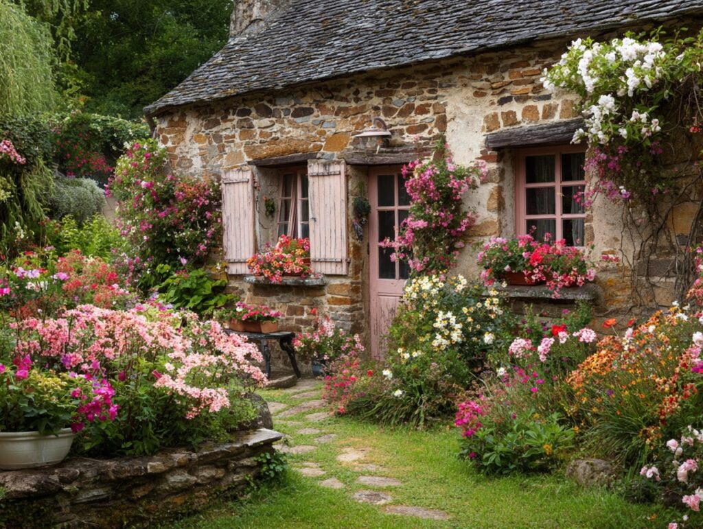 12. Blush Blooms and Shuttered Windows