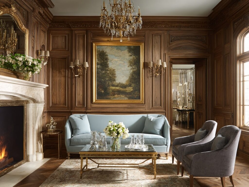 Grand Portraits and Dramatic Monochrome Living Room