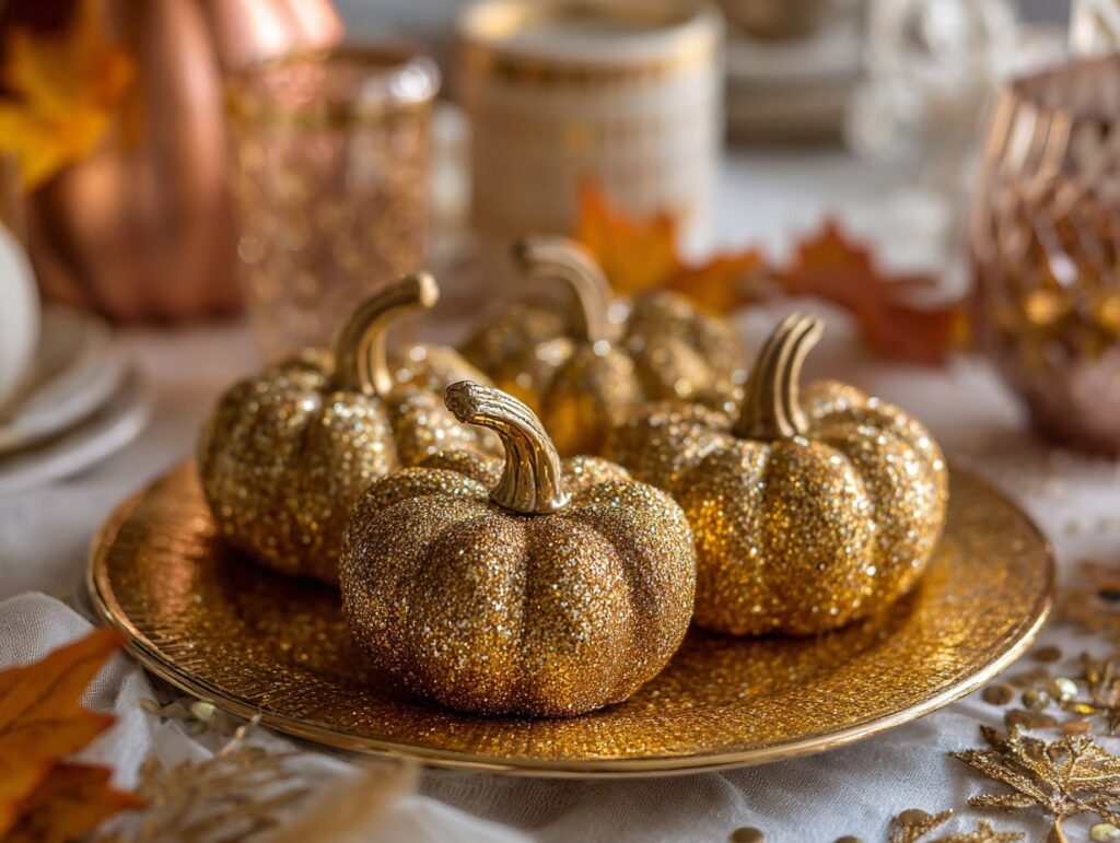 Gold Glitter Pumpkins for a Festive Sparkle