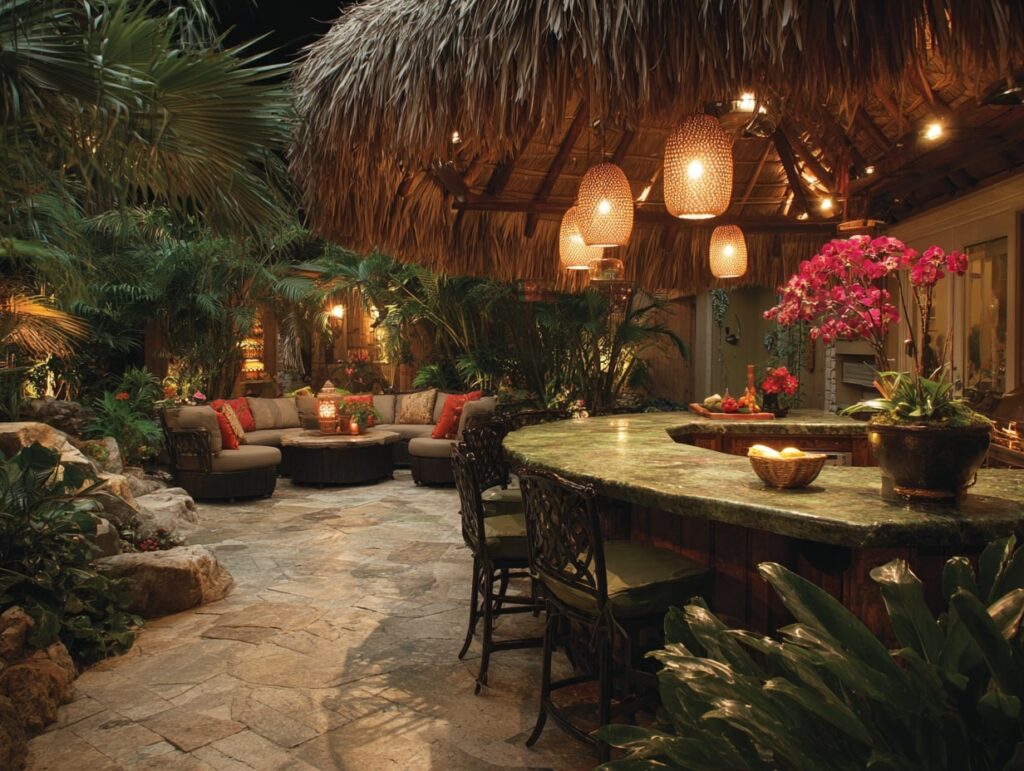 Tropical Patio Escape with Tiki Bar