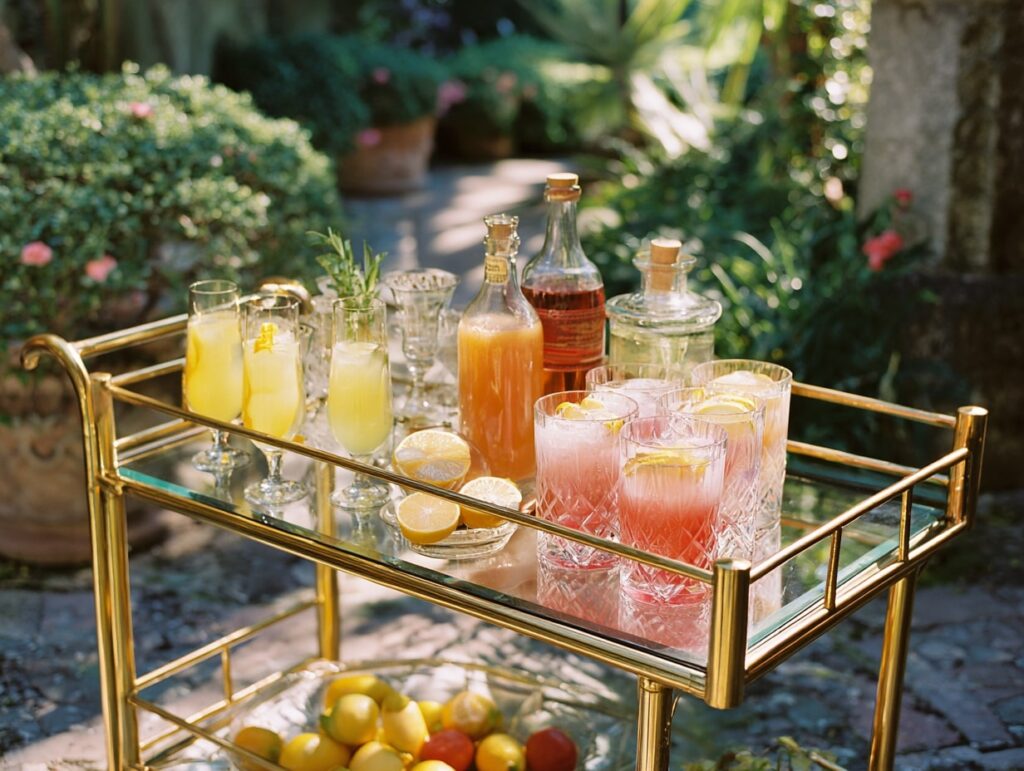 19. Vintage Bar Cart Drink Station