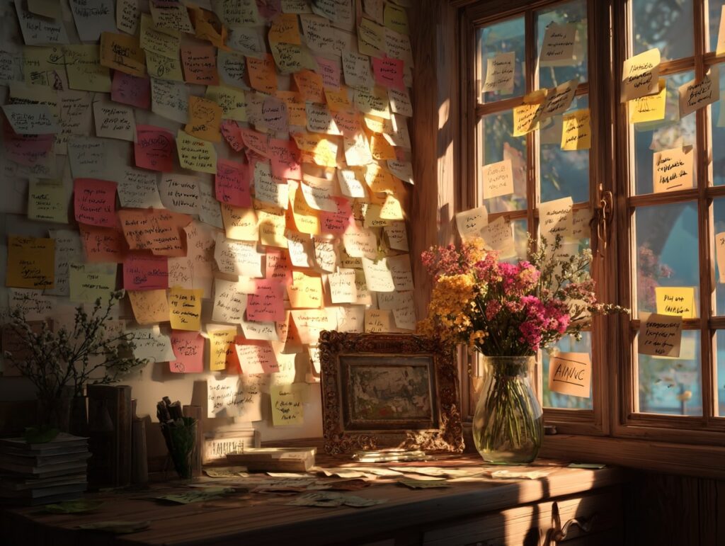 Gratitude Wall with Handwritten Notes