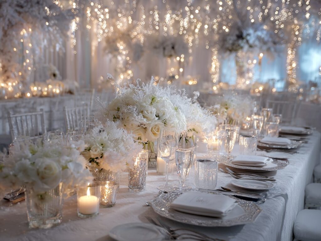 Winter Wonderland Reception Table Decor