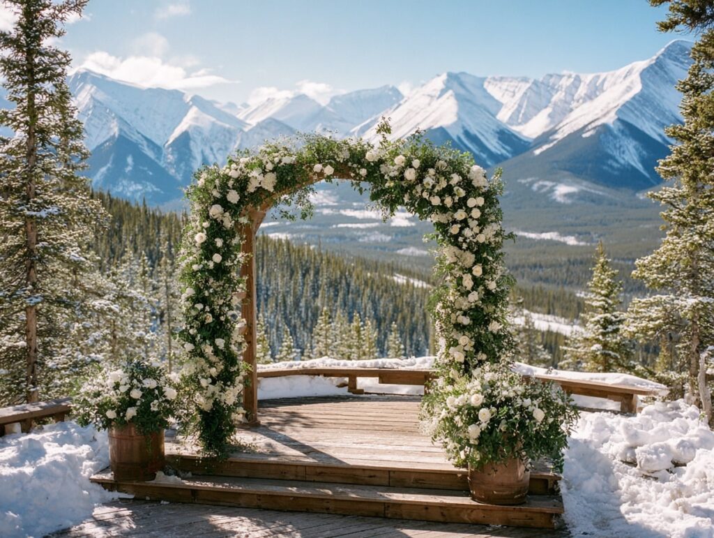 Mountain View Ceremony with Floral Arch