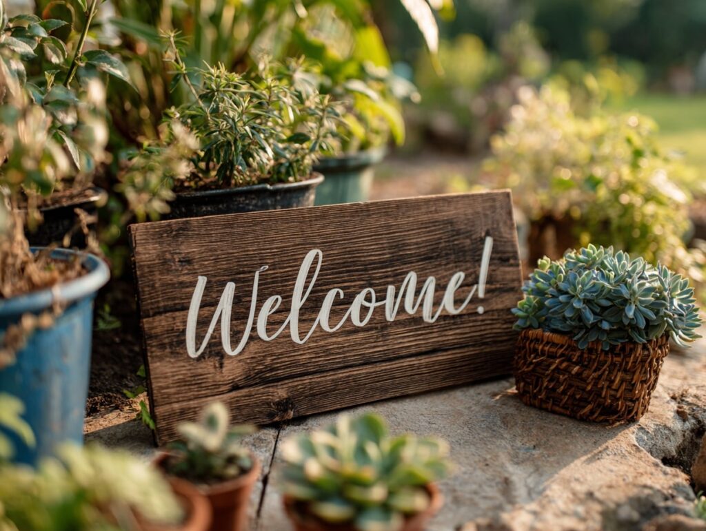 Rustic Wooden Welcome Sign

