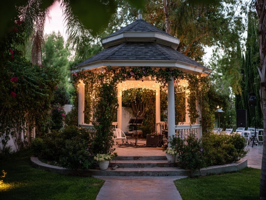 6. Twilight Garden Gazebo Wedding Stage