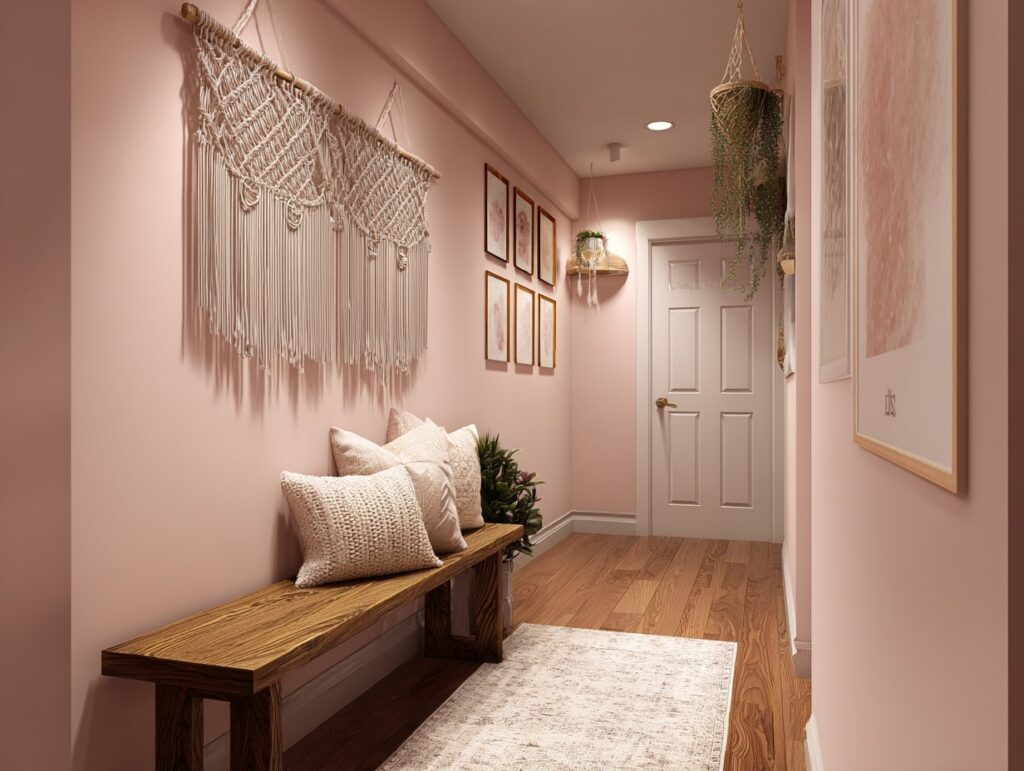 Soft Boho Entryway with Macramé and Pastel Hues