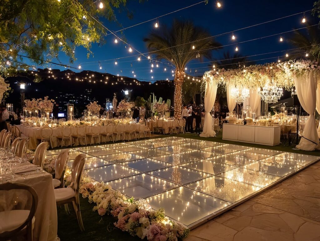 Glass-Inspired Dance Floor with Twinkling Lights