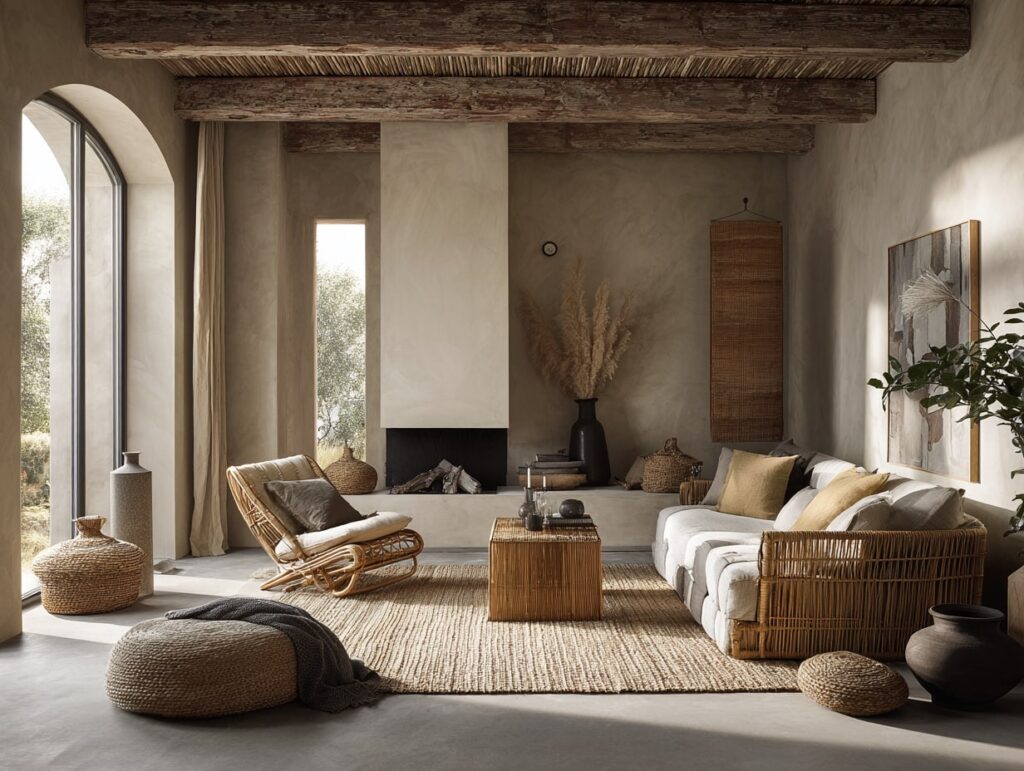 3. Rustic Rattan + Earthy Beige Tones